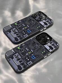 电路板图案手机壳，科技感设计，磨砂防摔保护摄像头，兼容 11、12、13、14、15、16 Pro Max、X、XS、XR、16E、15 Plus，兼容三星Galaxy A03、A05、A05S、A12、A14、A15、A32 4G/5G、A35、A52/A52s 5G，兼容OPPO A16、A17、A36、A57 4G、A58 4G、A60、A78 4G、A94、A95，国际版，非国内版 - 彩色 - 查看 3