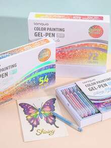 朗果新品上市72/54/36/24/16色亮彩中性笔加彩盒套装 亮彩中性笔1.0mm礼盒套装 高颜值彩色绘画笔，适合学校用品，返校季 - 彩色 - 查看 4