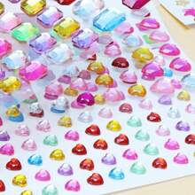 10pcs Multicolored Acrylic Rhinestone 3D Gem DIY Stickers, Party Decoration, Makeup Accessories For Hair, Face, Nails, Gift Filler School Supplies,Back To School