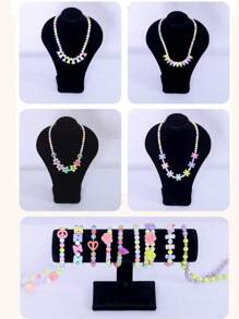 1 set de kit de fabrication de bracelets à perles colorées, kit de fabrication de bijoux de colliers adorables avec perles en forme de coquillage, cœur, fleur, papillon, 24 grilles, jouets de perçage pour enfants pour la correction de l'amblyopie, cadeau de Noël/Nouvel An/anniversaire