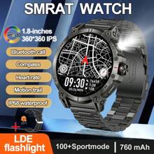 GUHUAVMI GUHUAVMI 1.85inch Large Screen Smartwatch For Men Women, Strong LED Flashlight, 760mAh Large Capacity Battery, Bluetooth Call, 100+Sport Modes, Compass, IP68 Waterproof Smart Watch, Heart Rate/Sleep Monitor Fitiness Tracker(Step Counting, Distance, Calories) Smartwatches Suitable For Android IOS