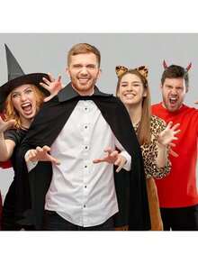 1 件万圣节服装角色扮演吸血鬼斗篷，女巫黑色和红色斗篷，成人死神黑色连帽斗篷 - 彩色 - 查看 5