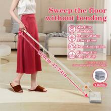 平板拖把，含六块正品抹布，360 度旋转，可重复使用拖把垫，轻松免手洗，强吸水性，干湿两用，适用于硬木地板、厨房、客厅、浴室、汽车，汽车清洁刷 - 彩色 - 查看 2