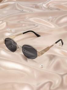 1 Paar ovale metallgraue Retro & elegante Business-Stil Brillen für Damen, geeignet für den täglichen Gebrauch
