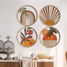 4pcs Bohemian Style Wooden Wall Decor - Ideal For Bedroom, Living Room And Cafe Holiday Atmosphere