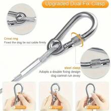 15m Steel Wire Dog Leash, Stainless Steel Clasp Multi-Function Standard Leash