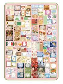 200 件多功能便签本套装，心情涂鸦系列，复古风格剪贴簿/日记本 DIY 填充材料学校用品，返校 - 彩色 - 查看 9