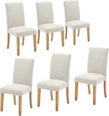 strundghti Dining Chairs Set Of 2/4/6,Modern Fabric Upholstered Ergonomic Kitchen Room Chairs With High Backrest,Heavy-Duty Wood Legs For Dining Room Kitchen Home Office Living Room,Weight Capacity 300 Lbs - Beige-4 pcs - View 4