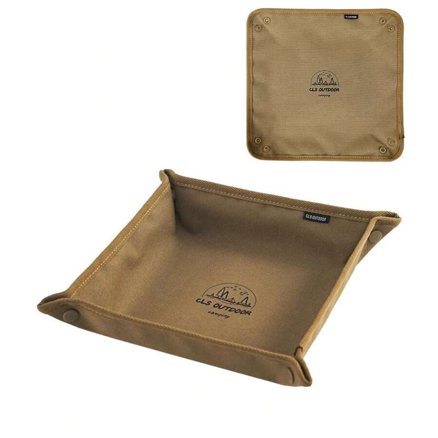 Bandeja organizadora portátil para acampar, caja compacta de almacenamiento para el hogar y el viaje, sin desorden, 1. - Brown M - Ver 1