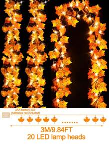 6 米/19.69 英尺秋季枫叶花环仙女灯，季节性装饰枫叶，适合秋季、感恩节、万圣节、壁炉、楼梯、墙壁、餐桌、户外露台家居装饰万圣节装饰秋季装饰房间装饰秋季装饰 - 彩色 - 查看 14