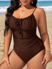 Swim Lushoire Sommer Strand Große Größen Damen Ein-Stück Träger-Badeanzug