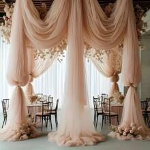 1 pieza, 8 metros Tela de malla transparente color rosa pálido para decorar arco de boda, dosel del techo, telón de fondo, adecuado para boda, compromiso, fiesta de cumpleaños, Navidad, Día de San Valentín, ceremonia de graduación y fiestas en general