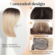 4x2.5 蕾丝发饰，手工制作，女士适用 - 合成材质，直发，渐变金色，窗帘刘海，自然造型，为稀疏头发增添蓬松感和时尚感，基本款，易于佩戴，无需缝纫，适合稀疏头发的发饰 - 漸變金色 - 查看 3