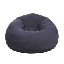 TAIMASI 1pc Beanless Bag Inflatable Lounge Chair, Flocking Multifunctional Portable Inflatable Sofa, Round Single Sofa For Living Room, Office Lunch Break, Outdoor Picnic Camping - Perfect For Labor Day, Thanksgiving, Christmas, And New Year's Outdoor Gatherings And Gifts - Blue - View 2