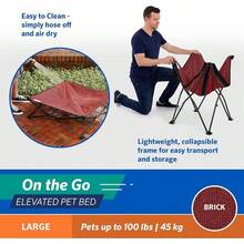 Coolaroo On-The-Go Elevated Dog Bed - Foldable Pop-Up Travel Dog Bed With Breathable, Moisture-Resistant Fabric, Carry Bag Included, Lightweight & Portable, Emerald Green, Standard - Brick - 查看 5