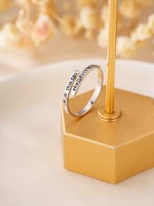 1 Stück Retro personalisierte Schmuckgeschenkbox aus Silber mit Motto "This Too Shall Pass", S925 Sterlingsilber Unisex Ring, geeignet für Paare, Geschenke, Feiertage, Strandurlaub, Partys, Abschlussbälle, Musikfestivals