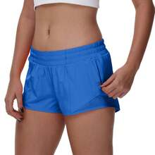 Women's 2.5" Low-Rise Running Shorts - Built-In Liner, Lightweight & Quick Dry With Mesh Pocket - Màu xanh lam - Xem 2