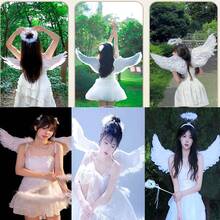 3 件可爱天使羽毛翅膀套装，创意设计，优雅时尚，充满真实感，可用于婚礼、圣诞节、万圣节、生日、派对、装扮活动、舞台角色表演、角色扮演道具、多场景应用、送给家人和朋友的万圣节节日礼物、毕业礼物 - 彩色 - 查看 7