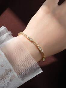 XUJIA 1 Peça Pulseira de Moda Moissanita para Mulheres, Pulseira de Prata de Lei 925 com Moissanita, Moissanita Cor D, Corte Redondo de 3mm, Joias de Noivado, Casamento, Aniversário, Presentes para Ela com Certificado GRA, 18cm/7,09 polegadas