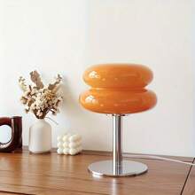 Abat-jour de lampe de pain à double couche personnalisé moderne, avec finition métallique brillante polie. Alimenté par USB, éclairage tamisable chaud et romantique pour la décoration de la chambre, veilleuse, excellent article cadeau