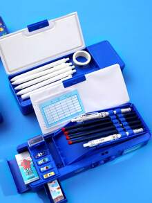 1pc Multifunctional Children Cartoon Stationery Box With Password Lock, High-Tech Smart Pencil Case, Automatic Double Layer Pen Bag, Surprising Gift For Girls