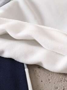 Conjunto de moletom com capuz e calça com painel contrastante para meninos pré-adolescentes, quente - Azul Real - Ver 4