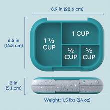 Lonchera a prueba de fugas Chill Kids - Caja Bento de 4 compartimentos con paquete de hielo incorporado, capacidad de 3.3 tazas, libre de PFAS y BPA, apta para microondas y lavavajillas, tamaño para edades de 3 a años (Verde/Azul Marino) - Edición Confeti - Truly Teal - Ver 7