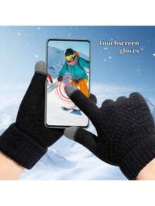 1 双男女冬季手套 - 升级版掌心防滑设计 - 3 指触摸屏设计，温暖针织手套，适合寒冷天气、跑步、驾驶 - 时尚厚实柔软舒适，厚袖口，适合寒冷天气 - 彩色 - 查看 8