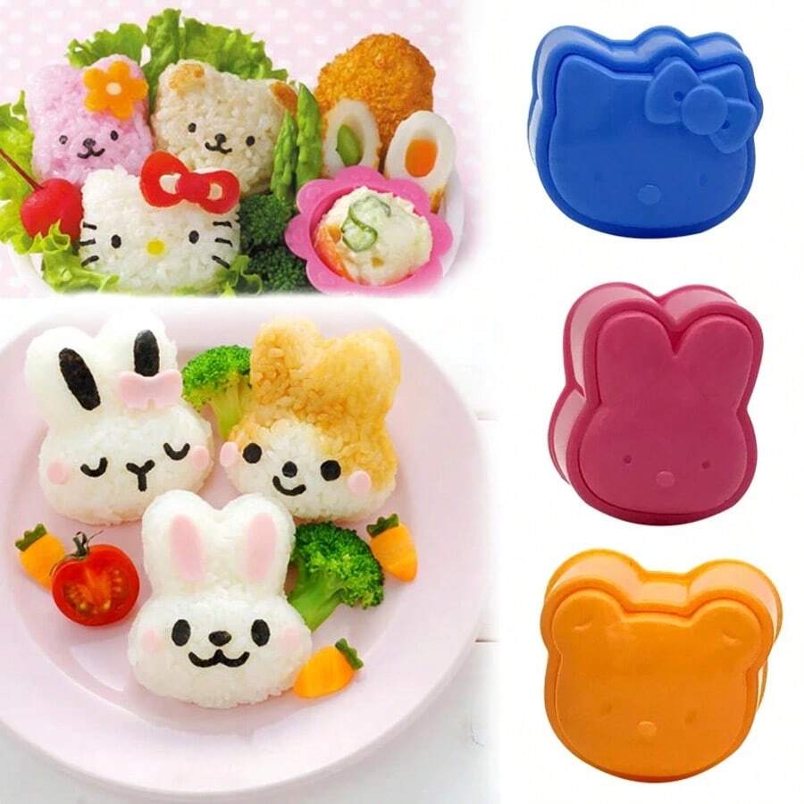 Bear Sushi Rice Ball Mold Set, Cartoon Mold Lunchbox Sushi Making Tools - Multicolor - View 1