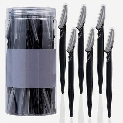 40/20pcs Black Eyebrow Trimmer And Shaver Set, Eyebrow Trimmer And Shaver, Exfoliating And Depilatory Tools, Body Hair Removal Trimmer And Facial & Eyebrow Razor Set, Long Handle Blades With Precision Protective Cover, Makeup, Affordable, Room Decor, Vanity, Travel, Bedroom, Makeup Accessories, Eyebrow Razor, Cheap, Christmas Gift, Cosmetics, Makeup Tools, Bargain, Gift, Women Gift, Christmas Gift,Giveaways,Travel,Cheap Stuff,Travel Essential