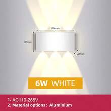 CANMEIJIA 2 件黑色/白色扇形壁灯，2W/4W/6W/8W/10W，LED 户外壁灯，IP65 防水，AC110-265V，简约室内壁灯灯具，适用于户外露台/楼梯/街道/室内/花园/客厅/浴室/厨房/卧室/走廊 - 2件扇形壁燈 - 查看 19