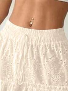 EARO Women's Sweet And Elegant Versatile Personalized Patchwork Cake Skirt - Apricot - View 3