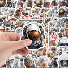 50 Stücke Raumfahrtausrüstung Astronaut Cartoon Aufkleber, wiederverwendbare Vinyl Dekoraufkleber für Wasserflasche, Gepäck, Skateboard, Gitarre, Kühlschrank, Tagebuch, Handy, Album, Aufbewahrungsbox, Kleiderschrank, Schreibtisch, Wand, Auto, Motorradhelm, geeignet für Erwachsene und Jugendliche, Schulmaterial, Schulanfang