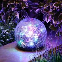Solar Powered Cracked Glass Ball Outdoor Lights - Garden Pathway Lights With Ground Stakes, Charged 2 Hours, 6-8 Hours Usage, Ideal For Easter, Wedding Decor, Yard, Lawn And Walkways