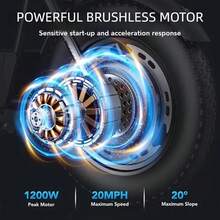 tooluck Peak 1200W Electric Scooters With Seat For Adults 16" Fat Tire For All-Terrain 30Miles Max Range 20mph Top Speed Commuter E-Scooter For Adults Teens Commuting Motorcycle Style With Carry Basket,White - 白色 - 查看 5