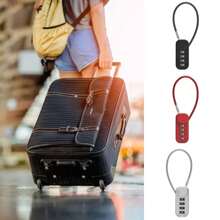 Portable Zinc Alloy 4 Digit Password Lock Wire Rope Anti-Theft Backpack Zipper Lock Padlock Luggage Combination Lock Travel