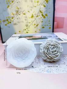 1 件牡丹花硅胶蜡烛模具，适用于制作 3D 花香蜡烛、石膏香薰石、树脂工艺品、家居装饰、母亲节礼物、节日礼物、派对装饰 - 白色 - 查看 5