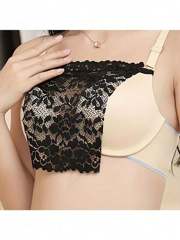 1/2/3 piezas de cuello falso de encaje de doble capa, transpirable, de moda, para uso diario de las mujeres. Cuello falso de encaje de una sola pieza para el verano, que cubre el pecho y es un accesorio anti-reflejo, ropa interior que bloquea el pecho para mujeres.