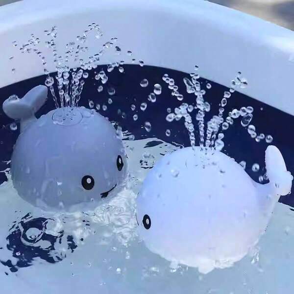 1pc Baby Bath Toy With Lights, Water Spraying Children's Bathroom Toy, Bathtub Toddler Bath Toys, Boy Girl Swimming Pool Bathroom Whale Water Spray Toys, Infant Bathtub Water Play Bath Toys