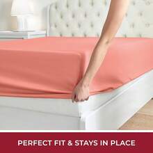 Mellanni King Fitted Sheet - Iconic Bedding Sheets With Up To 16 Inch Deep Pocket - Soft & Cooling - Fade & Stain Resistant - 1 PC (King, Light Blue) - 1621 Coral - View 5