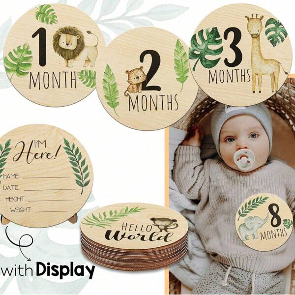 Houten baby-mijlpaalkaarten met aankondigingsbord, zwangerschaps- en babyshowercadeaus voor jongens en meisjes, newborn fotografie-accessoires