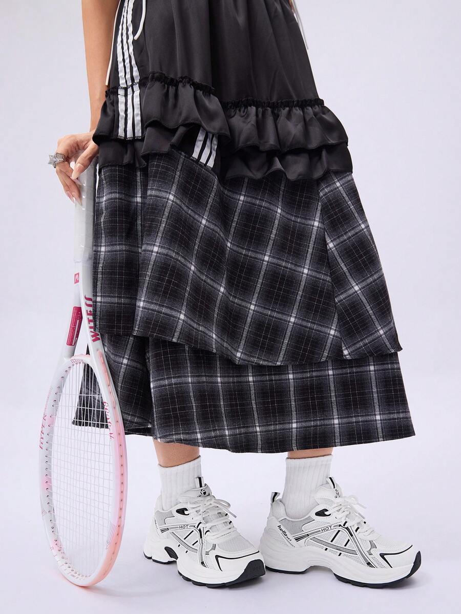 DareSee 时尚黑棕色系带厚底女式运动鞋，百搭风格，适合音乐节、Y2K 节、返校季、秋季、圣诞节、冬季等场合，是理想的圣诞礼物之选。