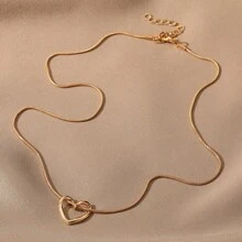 1 pieza Collar colgante con diseño de corazón hueco minimalista de lujo, gargantilla simple y elegante, collar versátil para superposición, regalo de cumpleaños para amiga