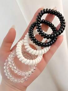 6pcs Smooth High Elastic Durable Rubber Bands Transparent Hair Ties Ponytail Holder Simple Hair Accessories
