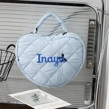 Individuell bestickte gesteppte herzförmige Kosmetiktasche mit Griff, Schleifenblumen-Reise-Make-up-Tasche, tragbare Kulturtasche, Waschbeutel, kleiner Aufbewahrungsorganizer für Mädchen, personalisiertes Geschenk zum Geburtstag oder Feiertag, Weihnachtsgeschenkzubehör - Verschiedenfarbig - Übersicht 15