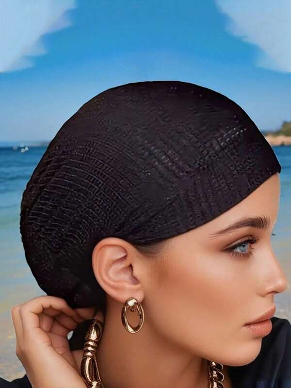 Sleek Design, Breathable Mesh Black Undercap For Women - Elastic, Lightweight & Portable | Fashionable Polyester Hair Cap