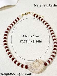 1pc/2pcs Beach Ocean Element Shell Bead Necklace, Resin Material, Women Summer Beach Party Accessory
