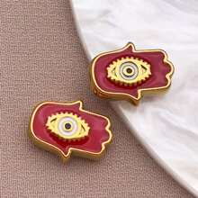 2pcs Fashion Enamel Stainless Steel Devil Eye Spacer Beads Charm High Quality Gold Plated Eye Spacer Beads Jewelry Findings For Necklaces, Bracelets, Earrings, Jewelry Making And DIY Crafts