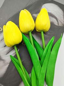 5pcs Premium Artificial Flowers, Real Touch Tulips Bouquet, DIY Craft Bridal Bouquet Home Table Living Room Decoration,For Wedding Room Home Hotel Party Event Christmas Decor,Valentine's Day