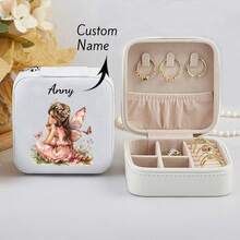 1pc Personalized Beautiful Girl Jewelry Box, Customized Name Jewelry Storage Box For Rings, Earrings, Bracelets, Necklaces, Portable Jewelry Box, Gift For Girl, Friend, Back To School Birthday - Multicolor - View 3